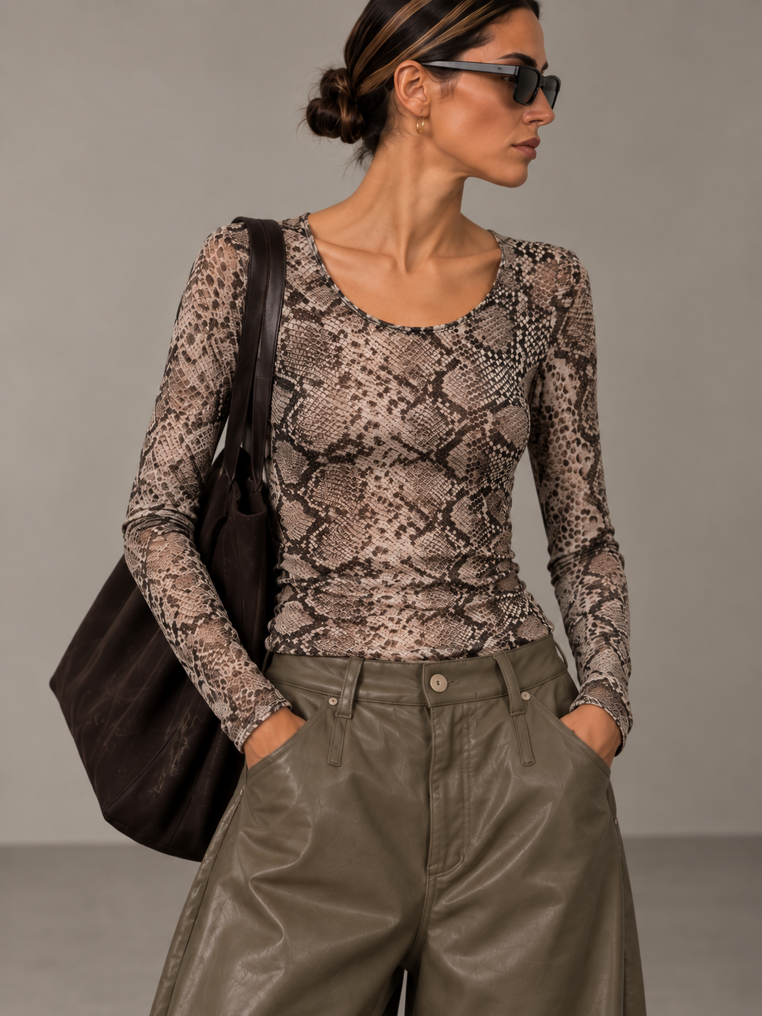 Maglia tulle pitonata