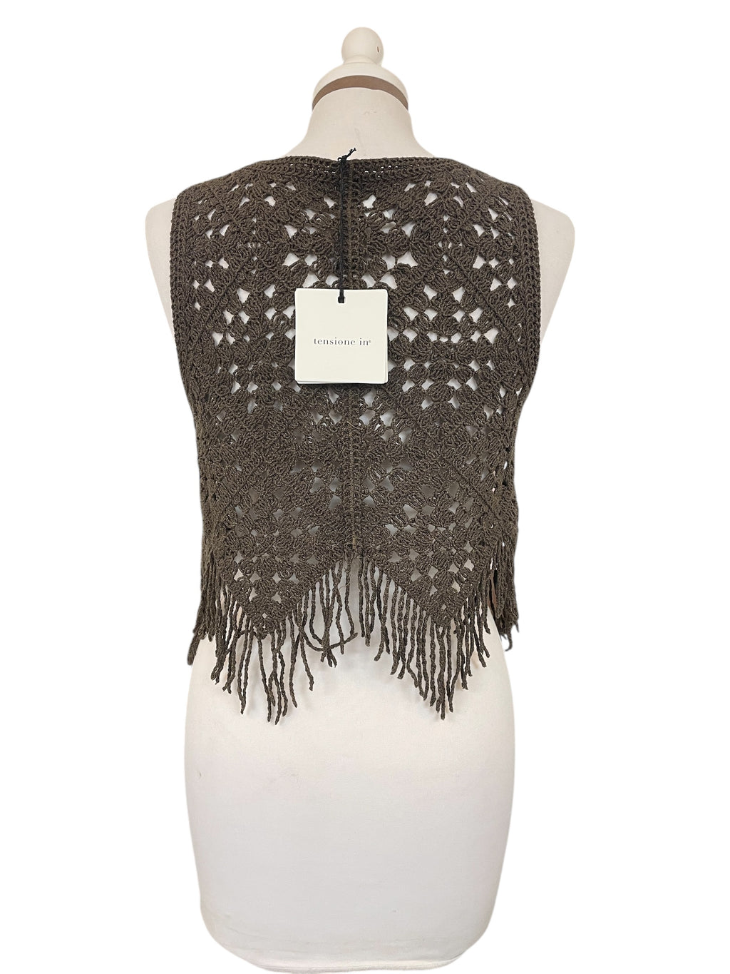 Top macramè con frange