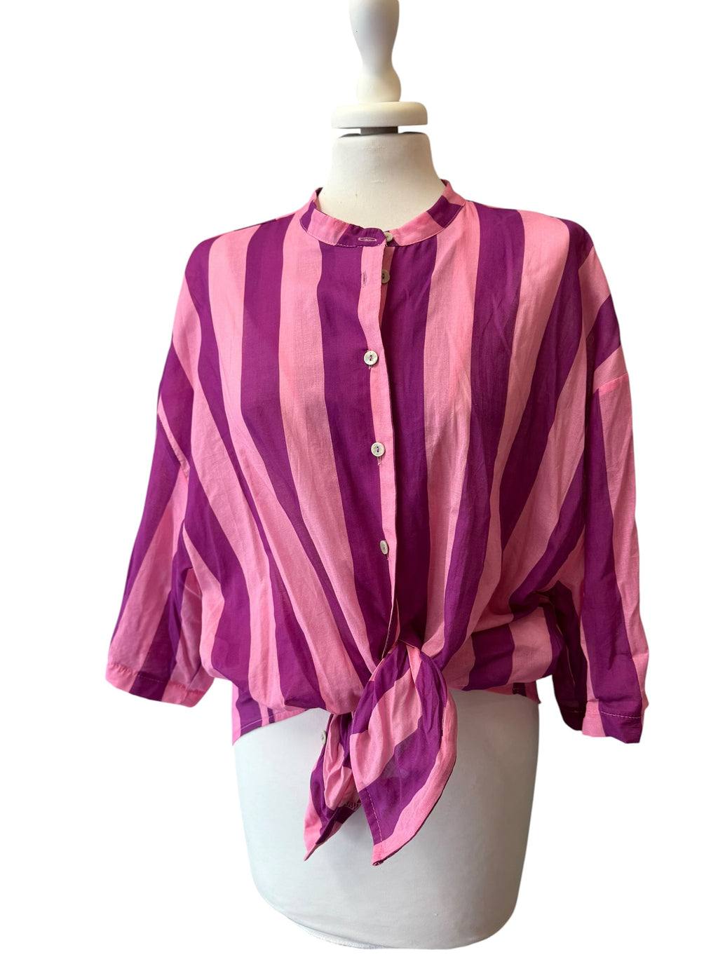 Camicia rigata rosa/viola