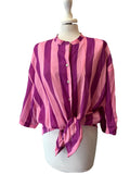Camicia rigata rosa/viola