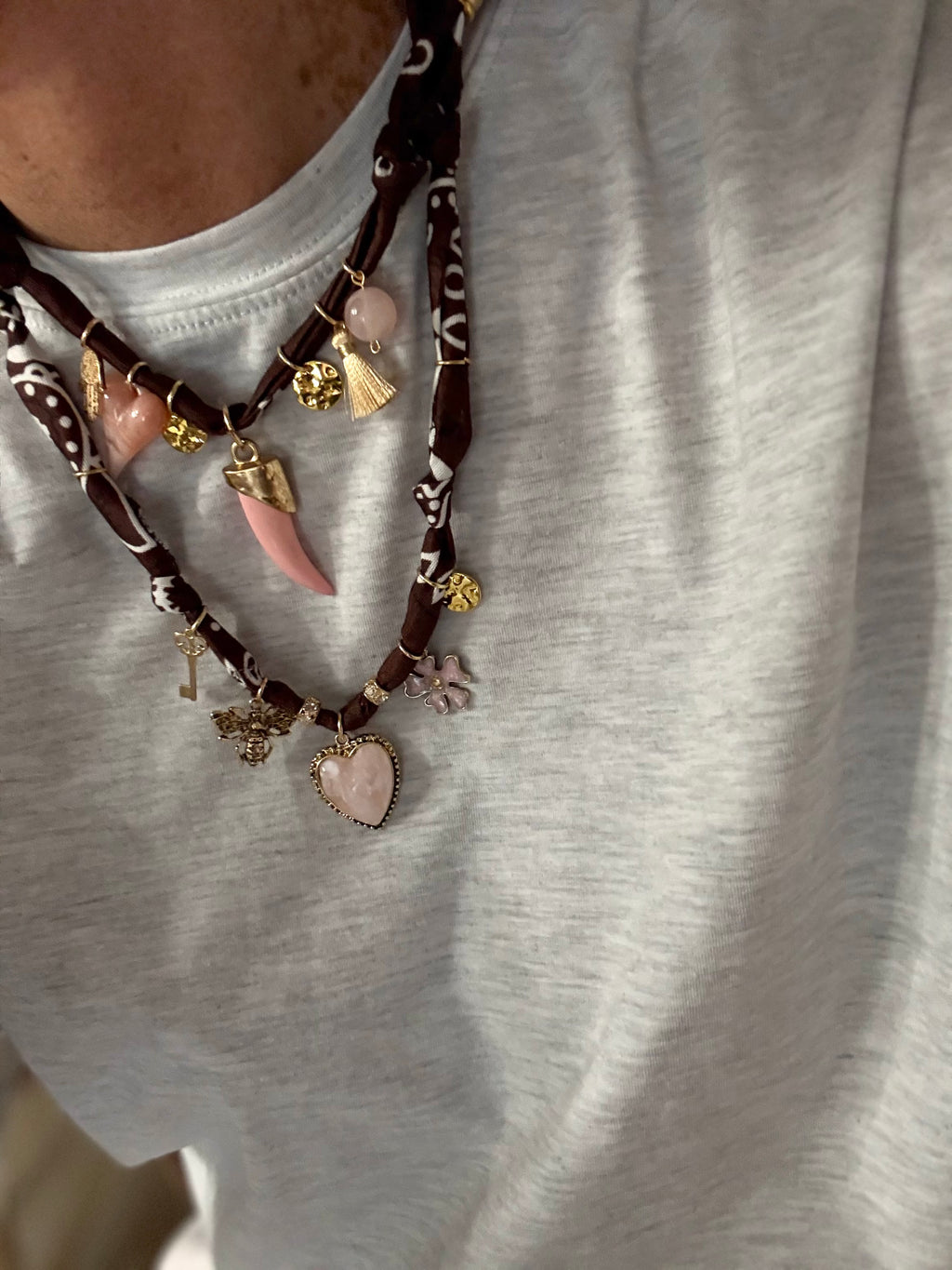 Necklace Bandana moro cuore rosa