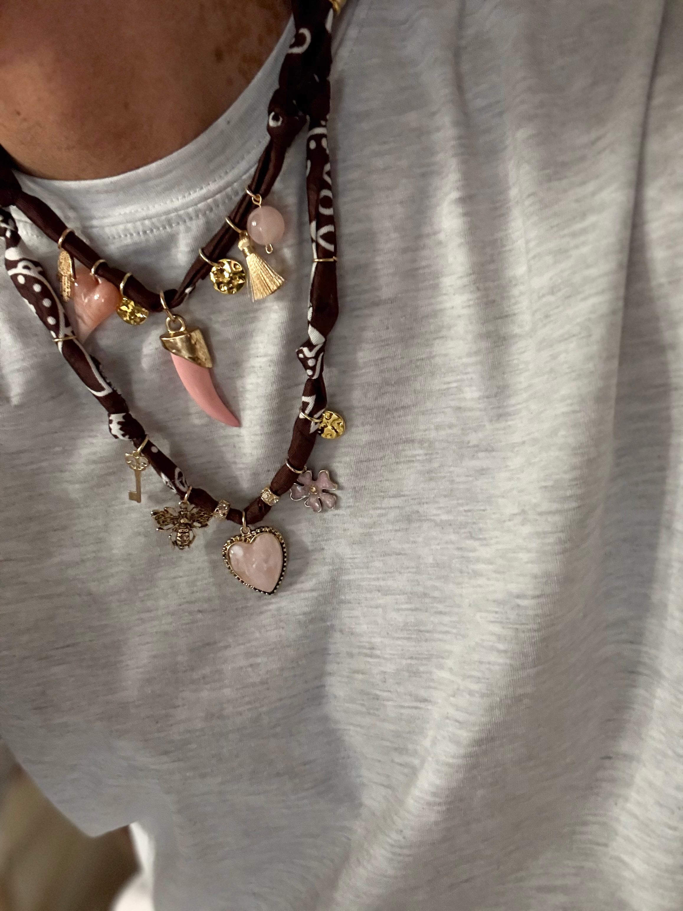 Necklace Bandana moro cuore rosa