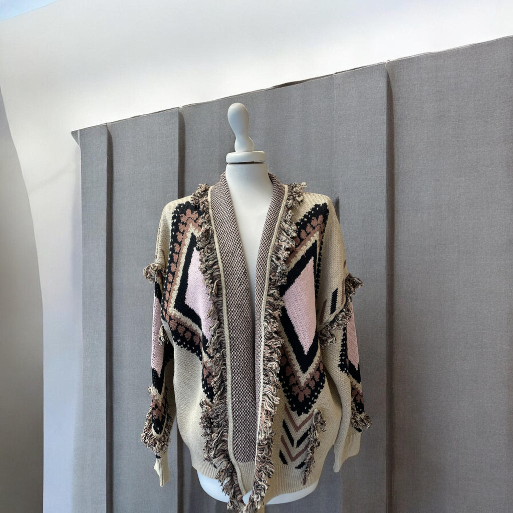 Cardigan alanui rosa/beige/nero