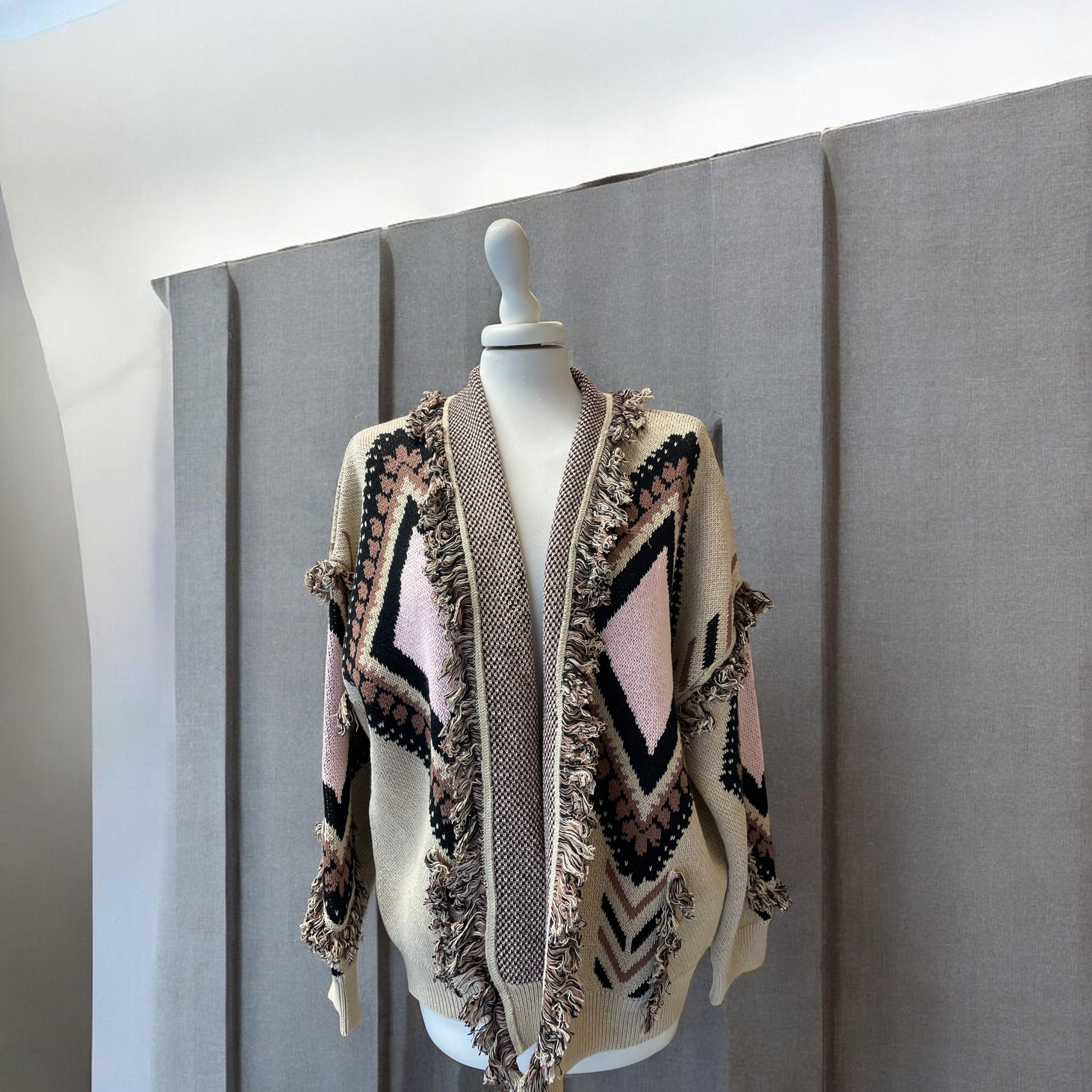 Cardigan alanui rosa/beige/nero