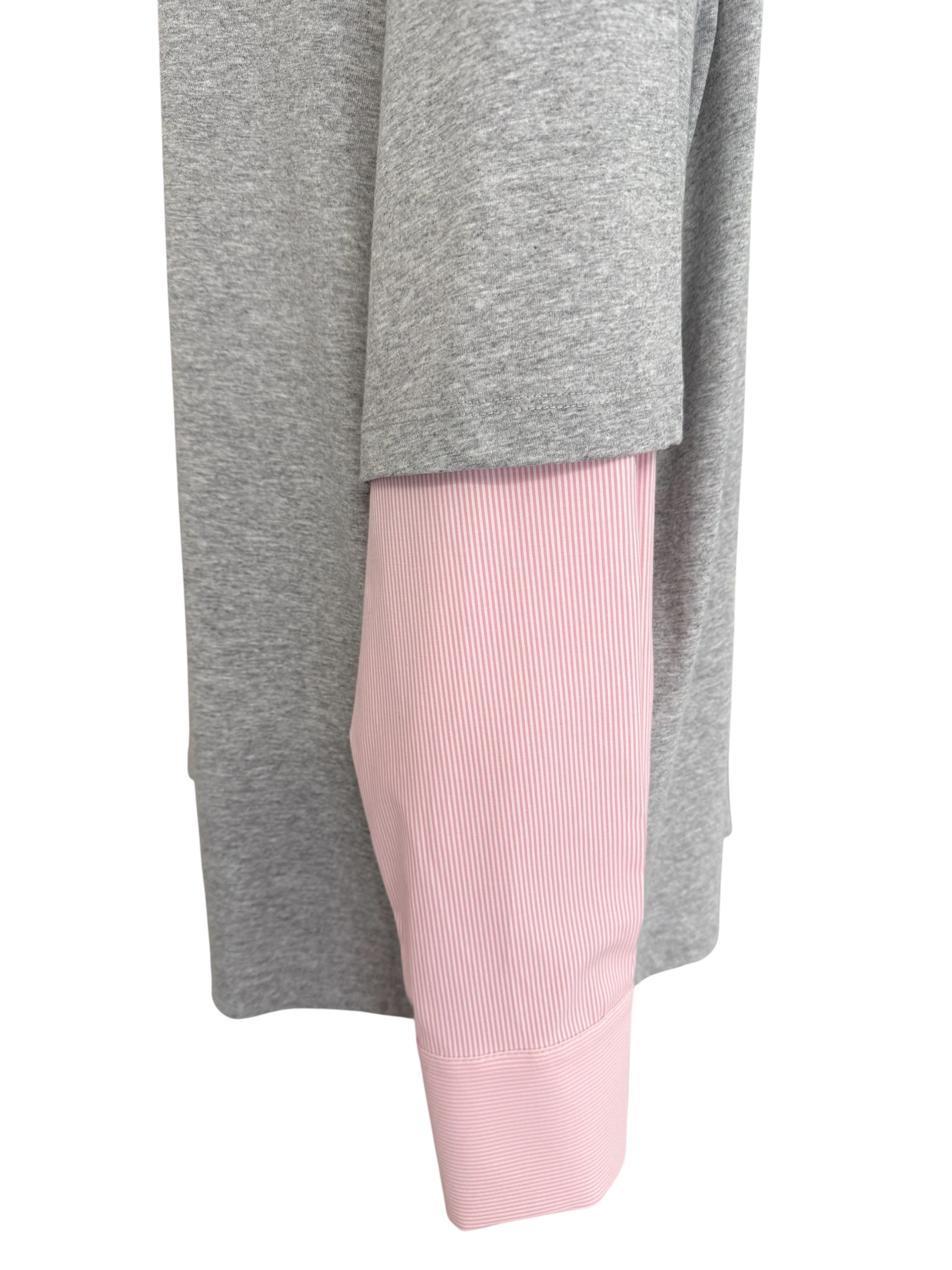 T-shirt con manica camicia grigio/rosa