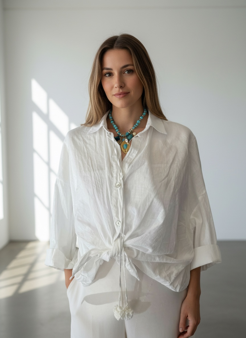 Camicia tinta unita con nappine