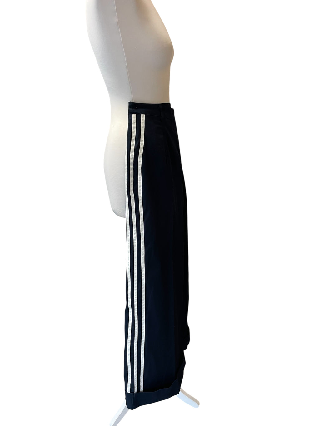 Pantalone palazzo blu bande laterali