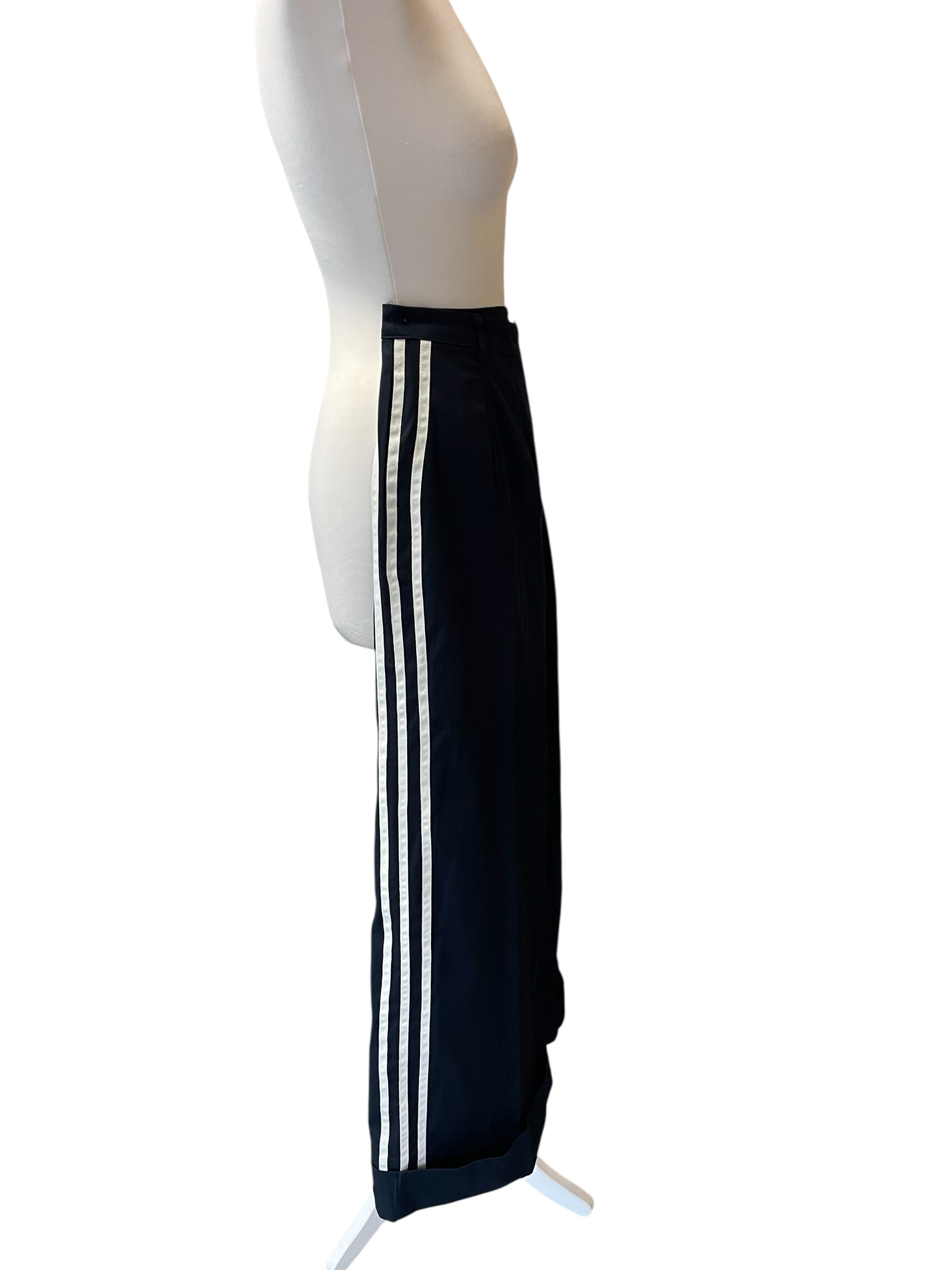 Pantalone palazzo blu bande laterali