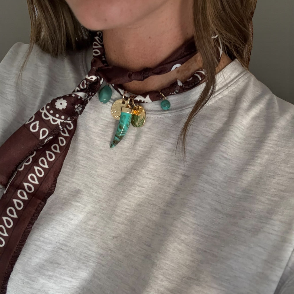 Necklace Bandana moro corno turchese