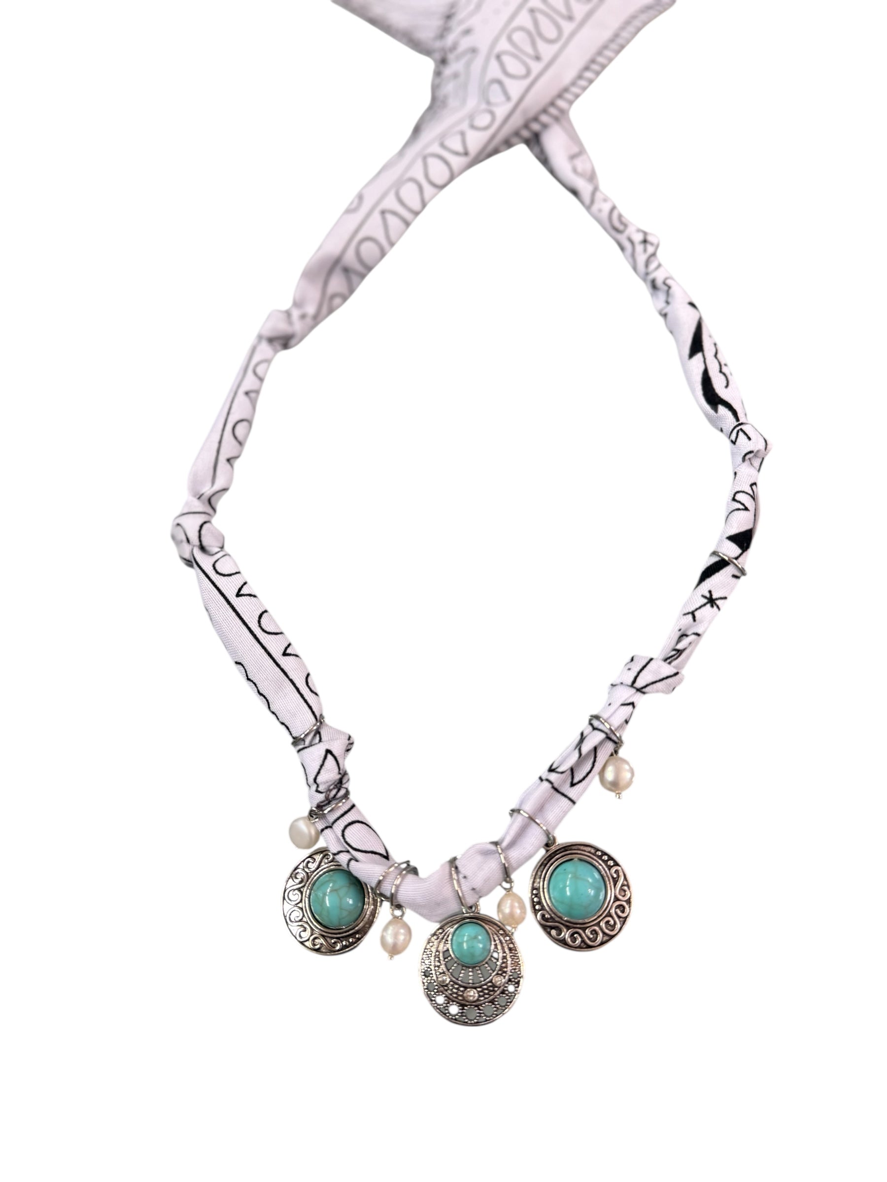 Necklace Bandana bianco/Turchese Rodi