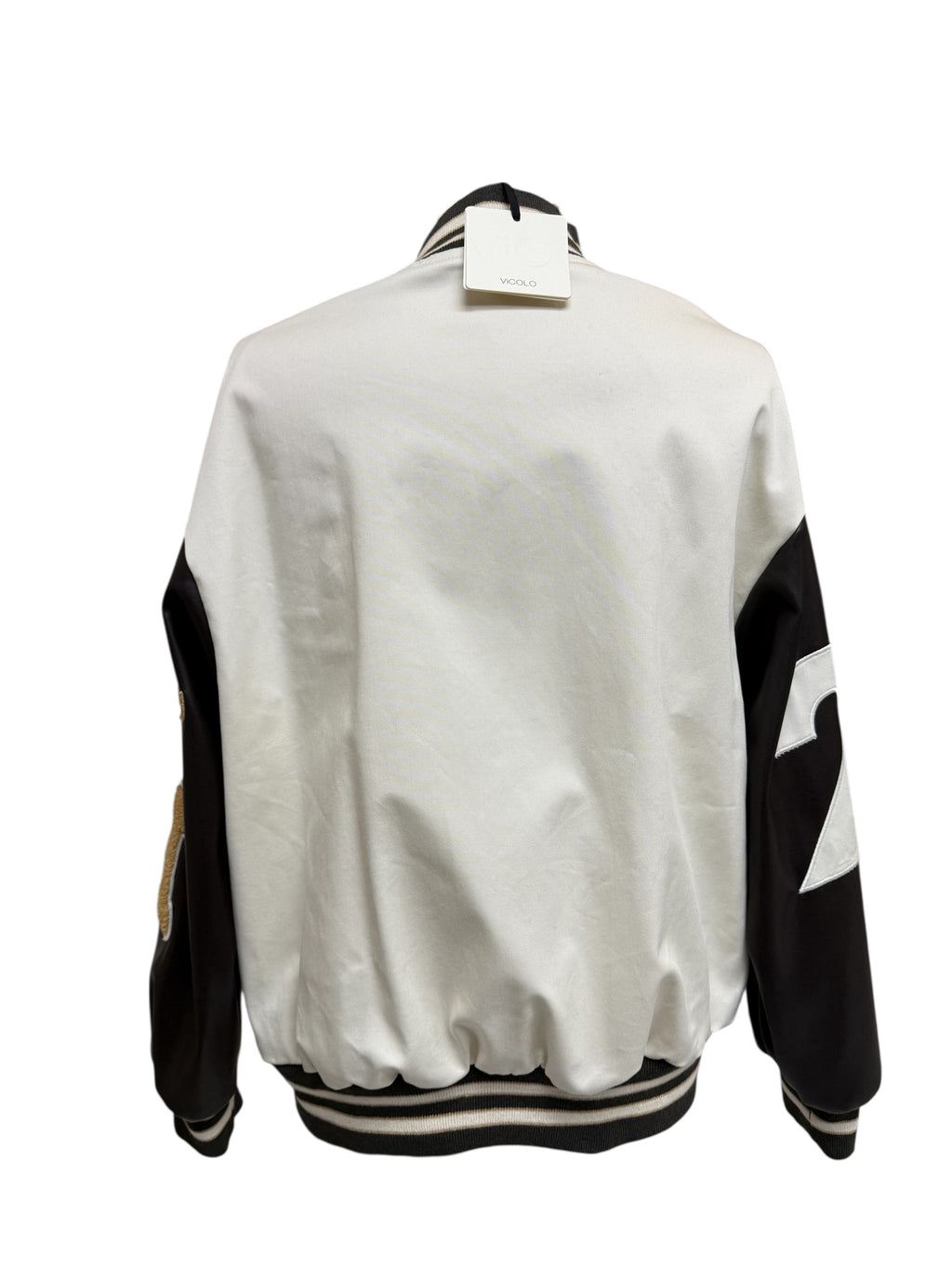 Bomber scritte manica in ecopelle