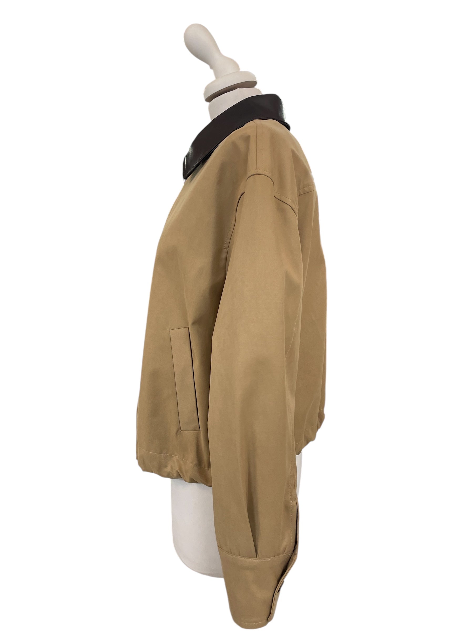 Bomber collo in ecopelle