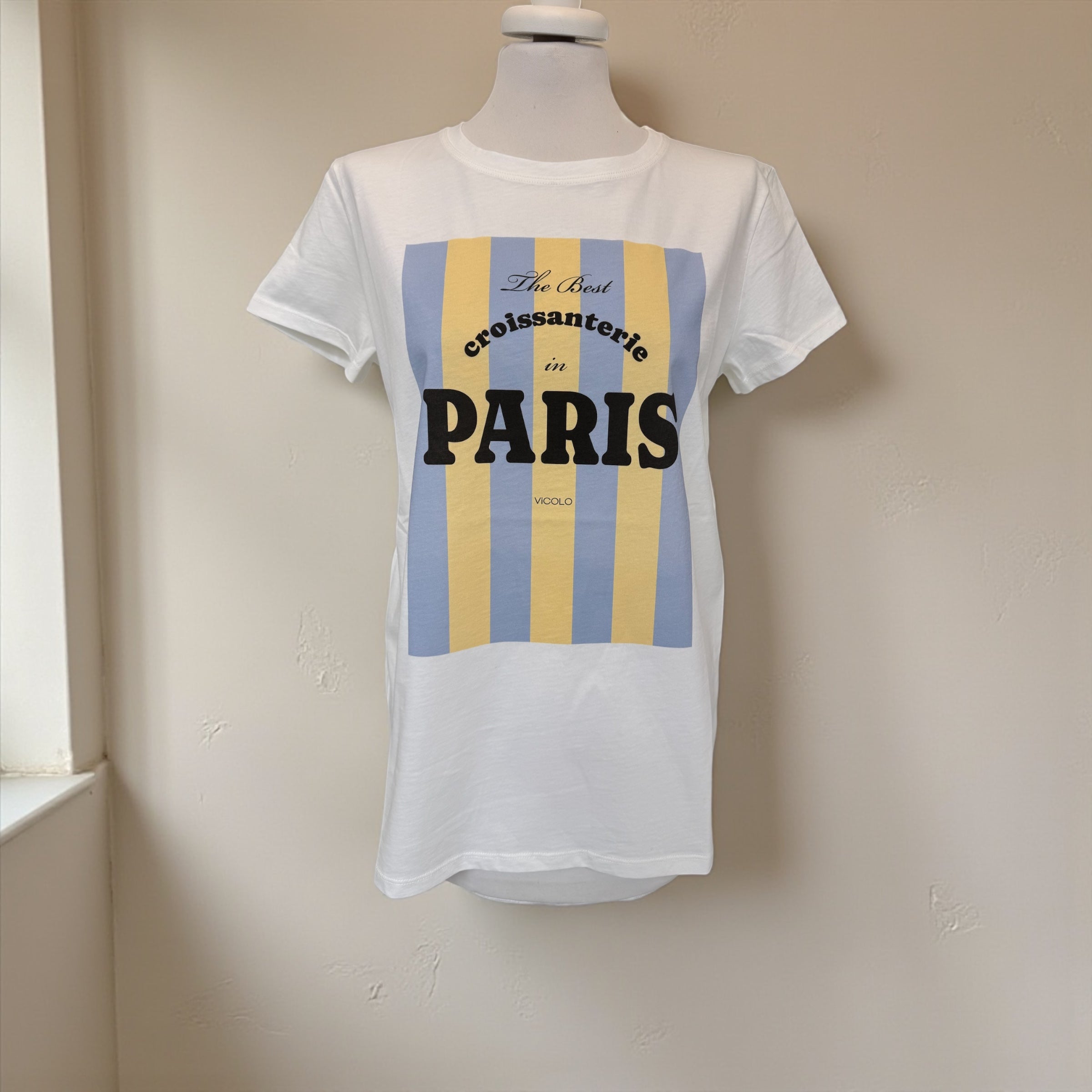 T-shirt bianca stampa Paris