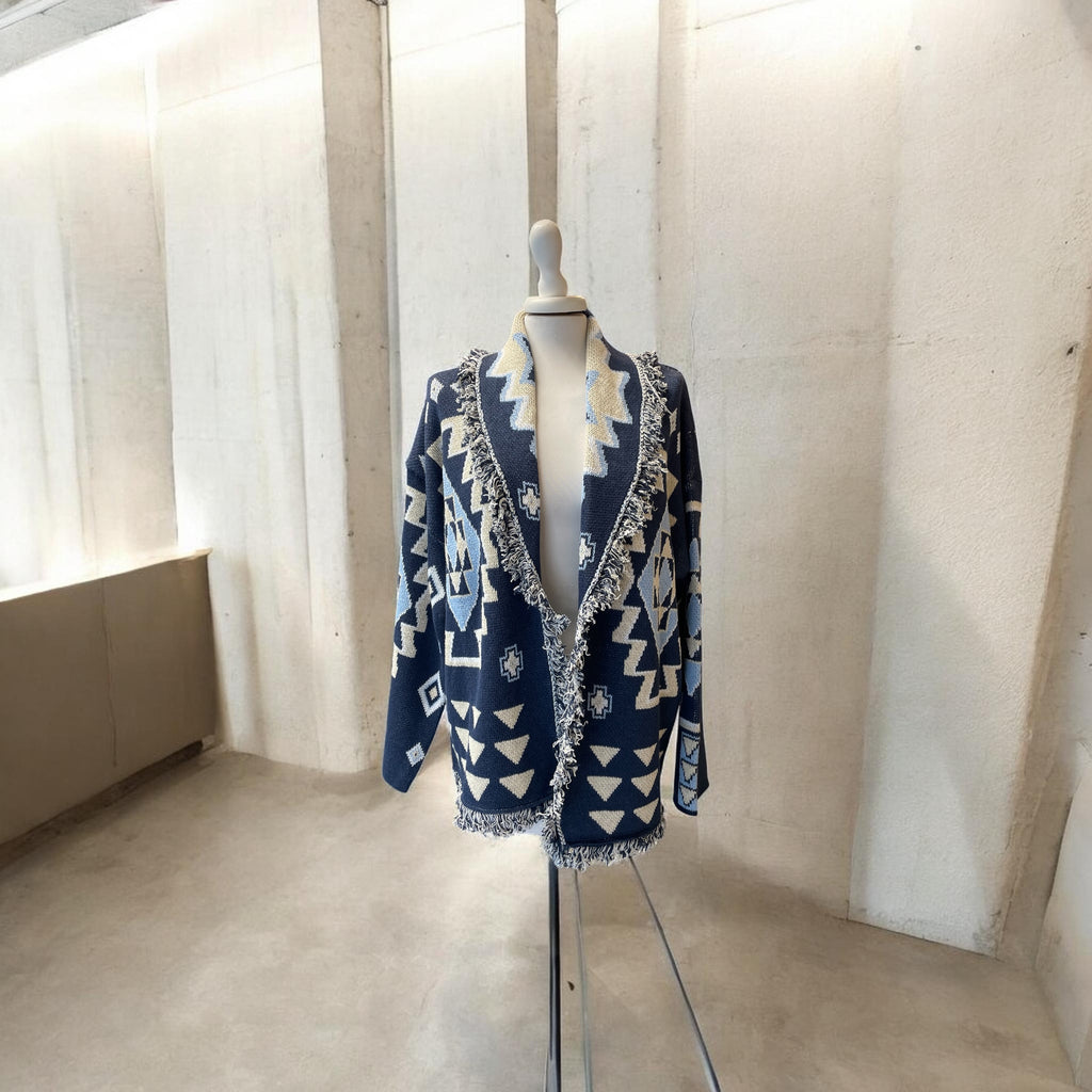 Cardigan alanui blu/azzurro/panna