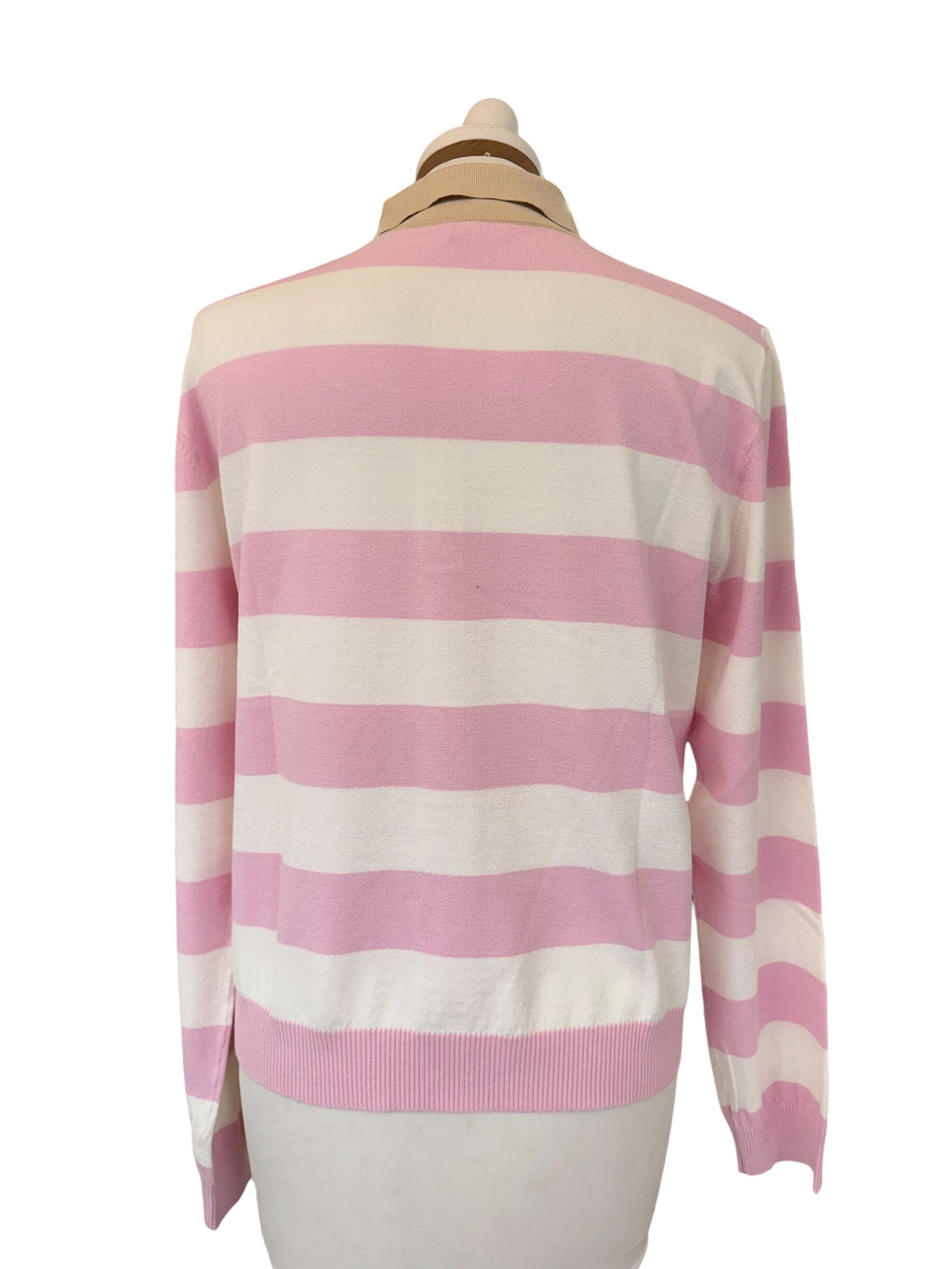 Polo rigata rosa/panna/beige