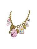 Collana catena con ciondoli rosa