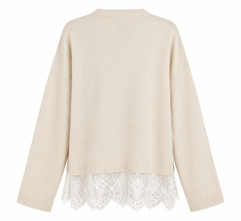 Maglia ecru con pizzo
