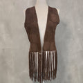 Gilet frange ricamo moro