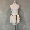Minigonna a balze in tulle ricamato panna