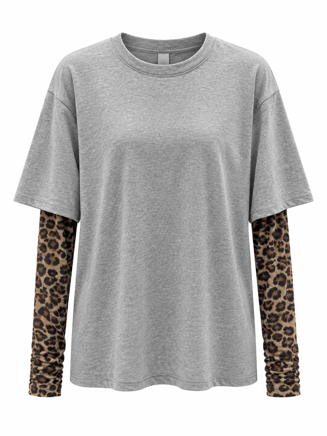 T-shirt grigio con manica maculata
