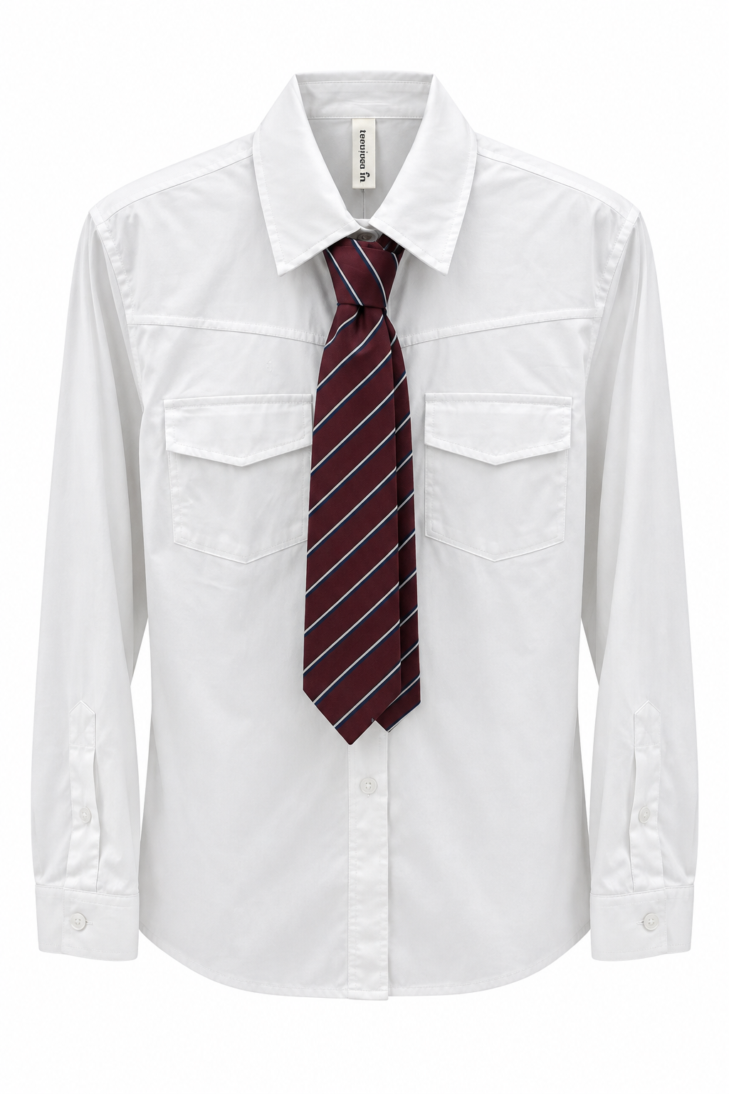 Camicia bianca con cravatta e ripresa dietro