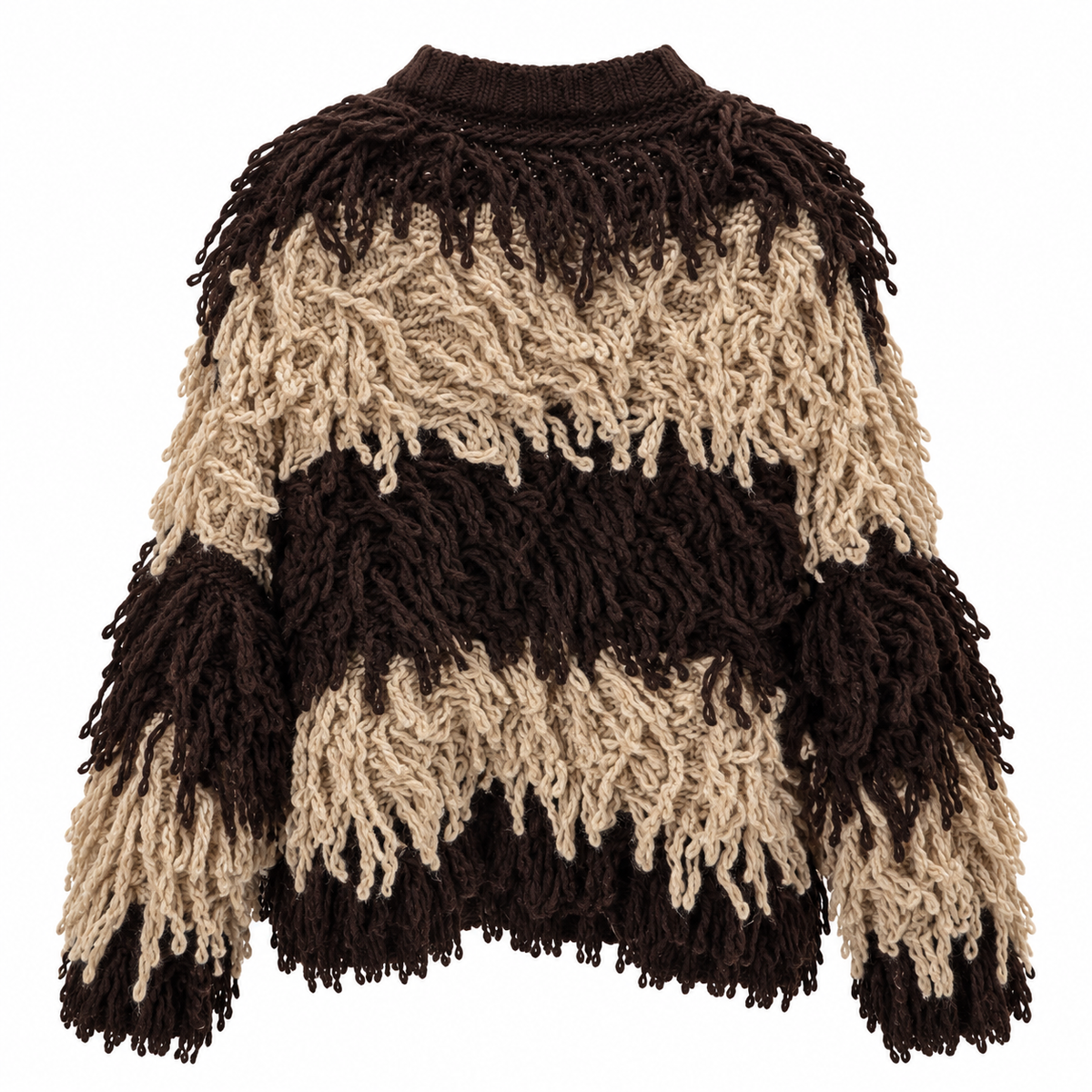 Cardigan frange moro/beige