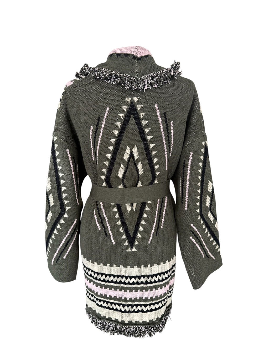Cardigan alanui con cintura verde/rosa/panna