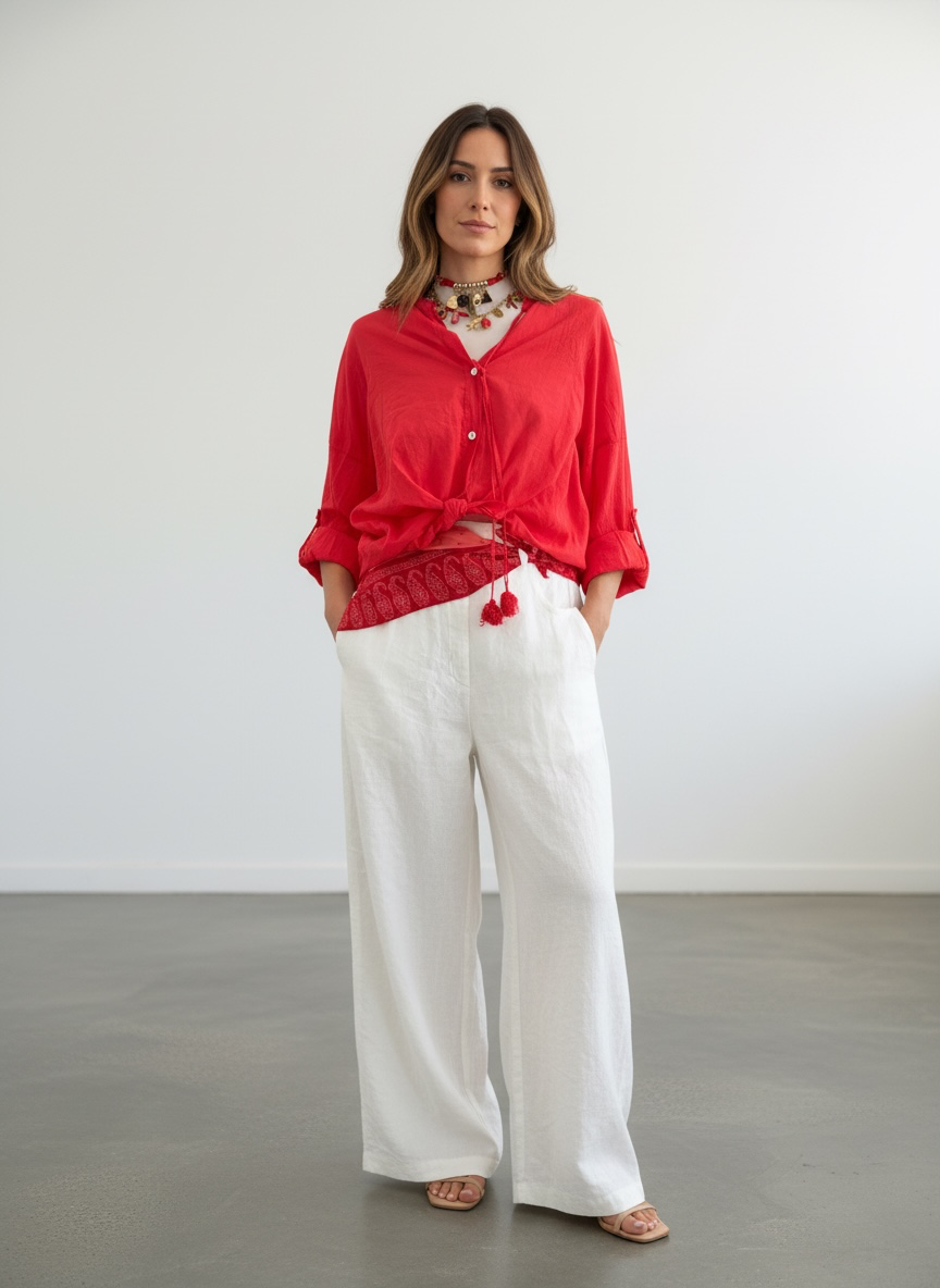 Camicia tinta unita con nappine