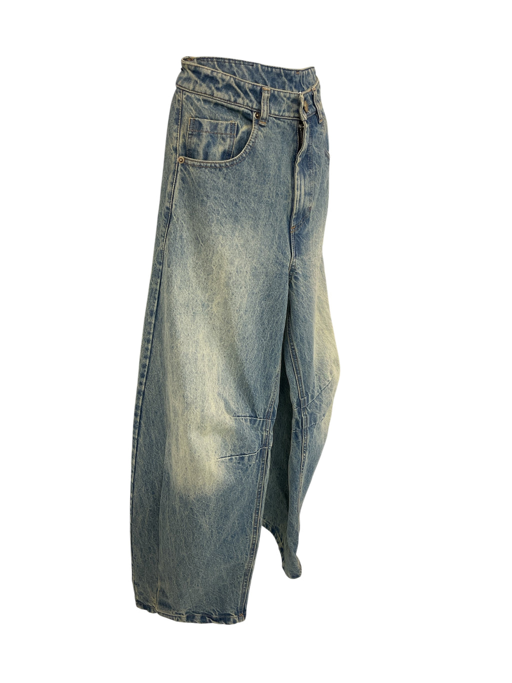 Jeans barrel  sabbiato blu CP645