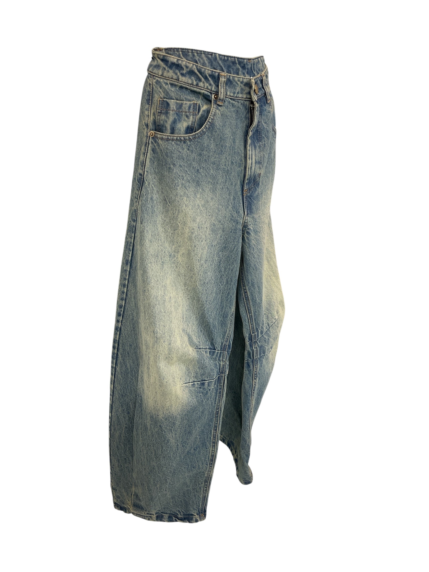 Jeans barrel  sabbiato blu CP645