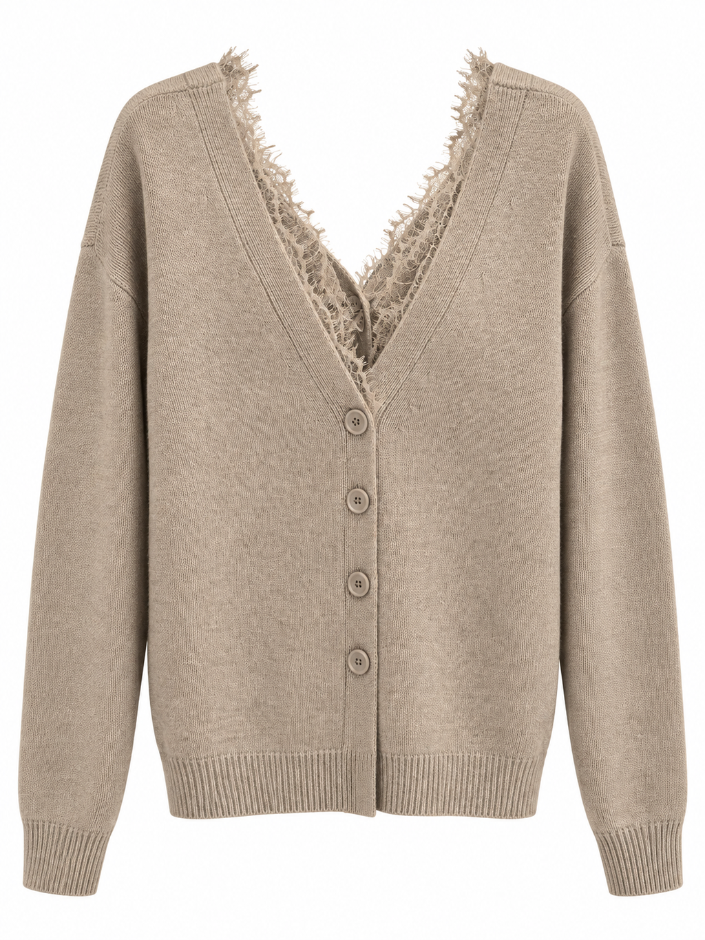 Maglia scollo V davanti e dietro con pizzo