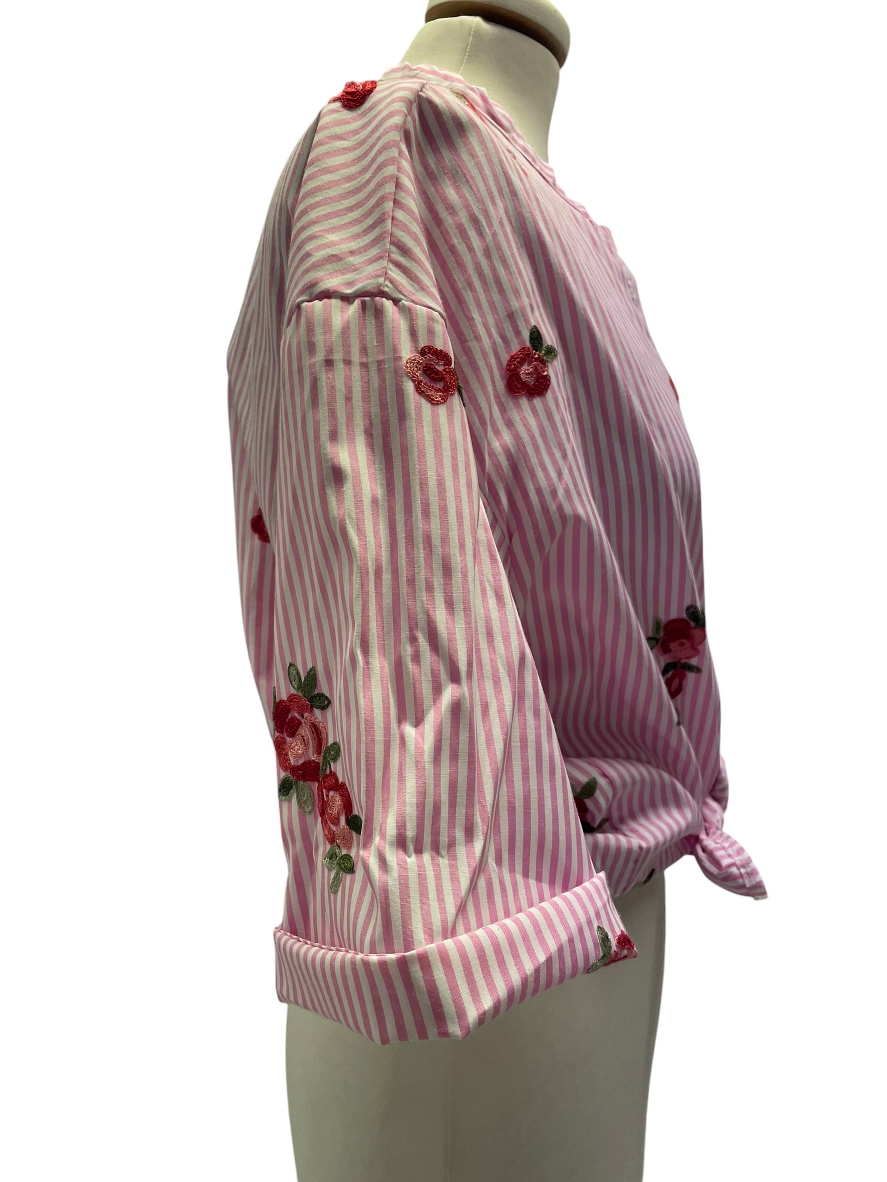 Camicia gessata ricamata taglia unica