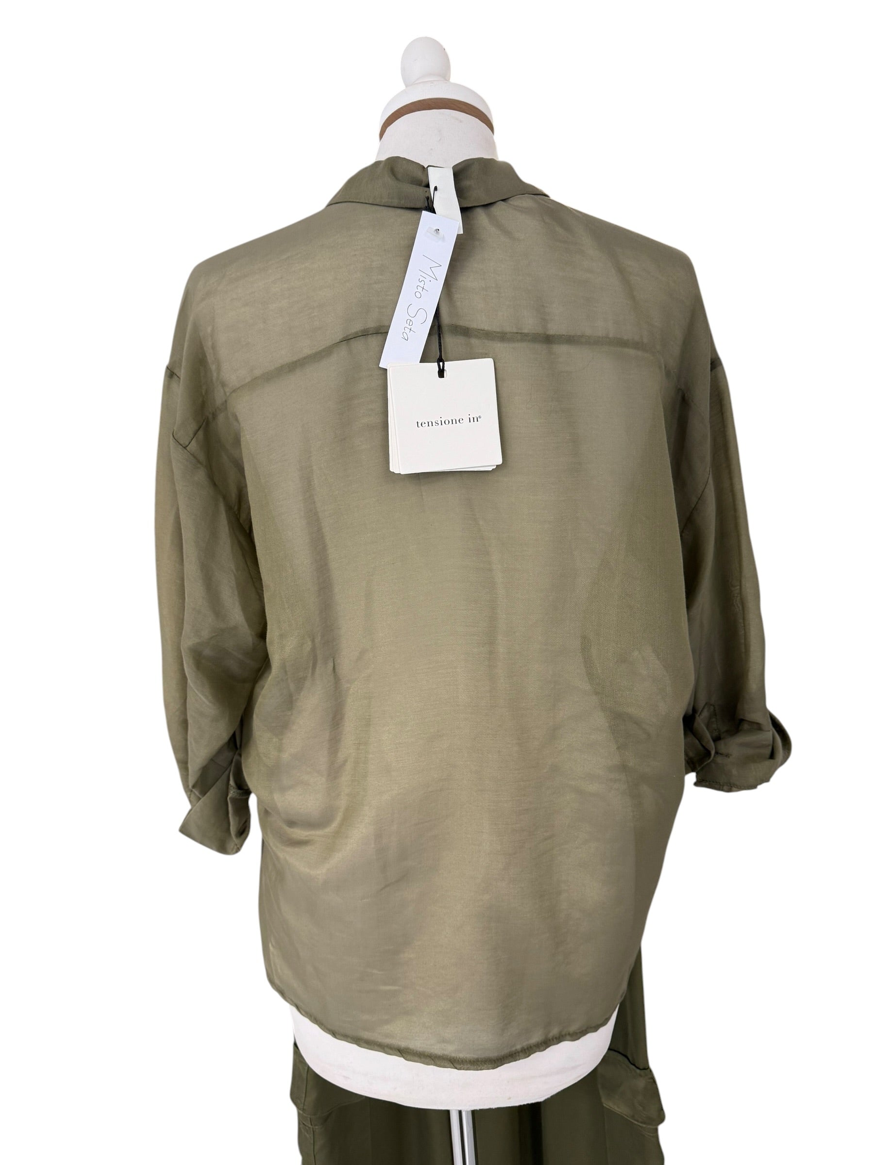 Camicia misto seta taschino in paiettes