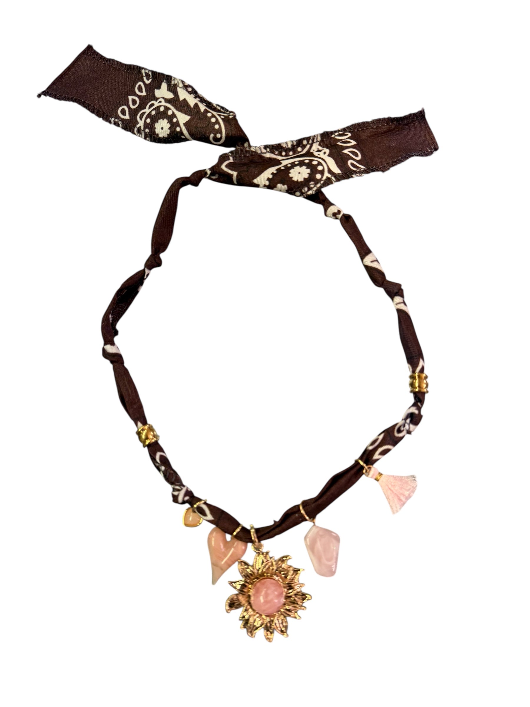 Necklace Bandana moro ciondolo rosa/fiore