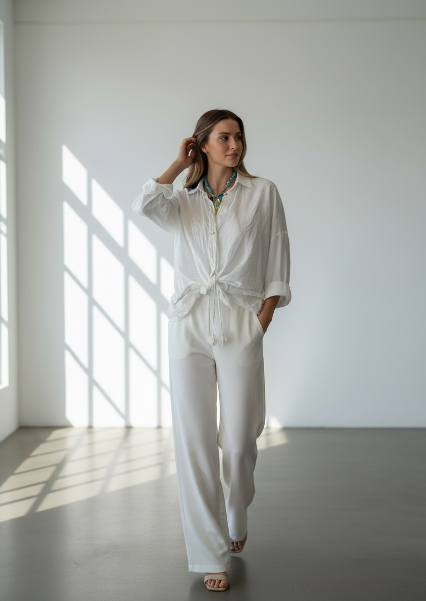 Camicia tinta unita con nappine
