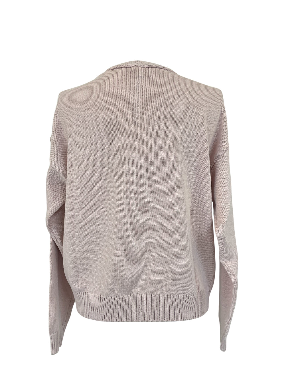 Cardigan rosa con rombi bianco e verde 50%cotone 50%acrilico lavaggio a mano