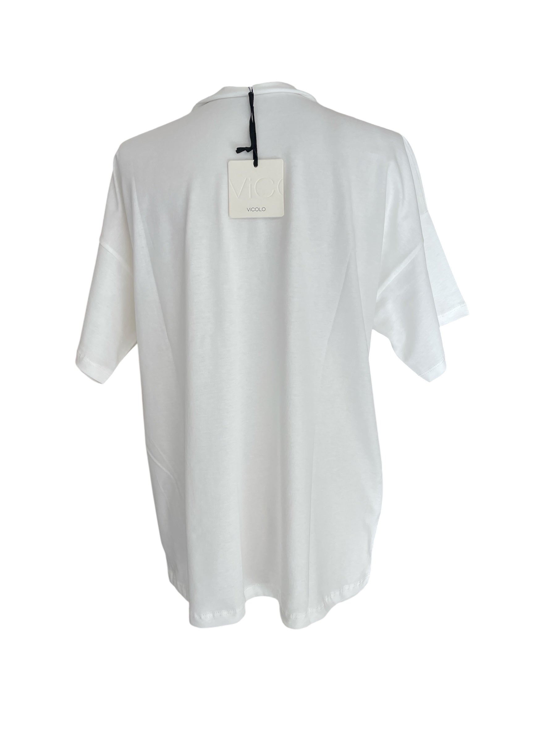 T-shirt over vicolo stampa