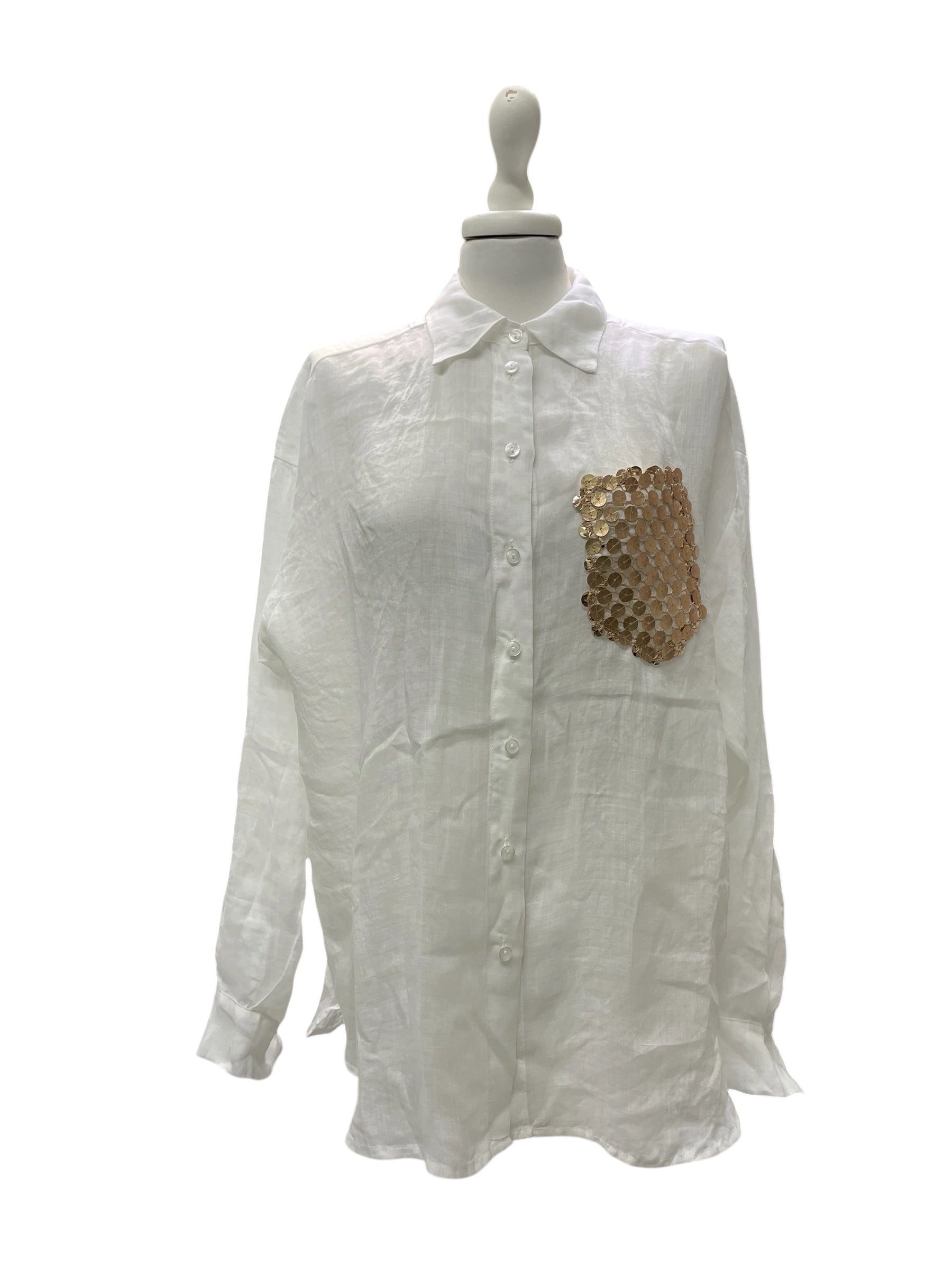Camicia rayon tasca paillettes
